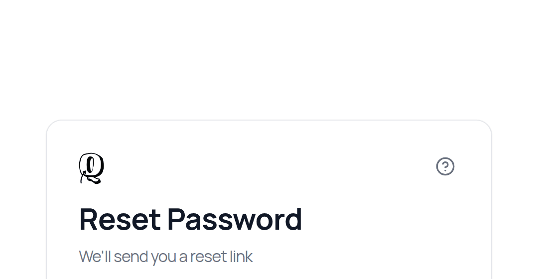 The Reset Password screen: an Email address box and a Send Reset Link button
