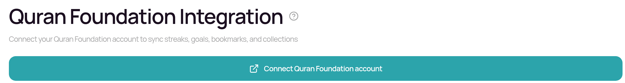 Quran Foundation Integration in Settings, Account, with the Connect Quran Foundation account button